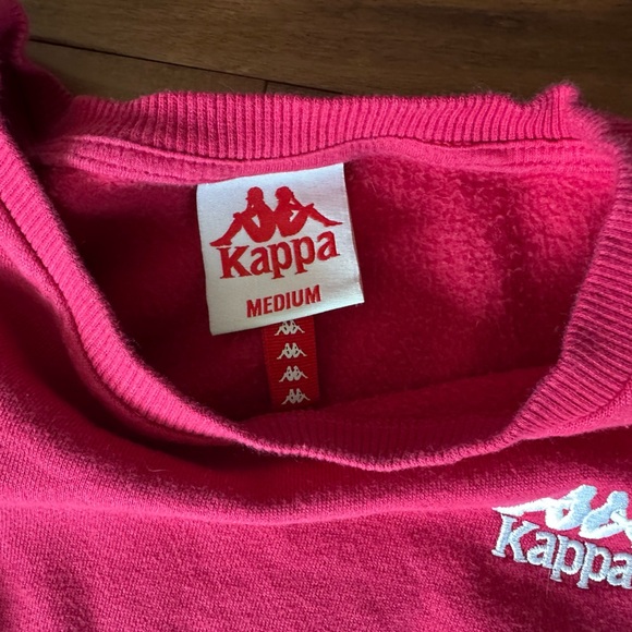 Kappa Dark Pink Crewneck Sleeve Stripe Cropped Sweatshirt size Medium - Picture 3 of 5